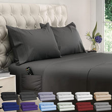 Load image into Gallery viewer, DREAMCARE - Bed Sheets Set - King Size Sheet with Side Pocket - 4pcs Set, 15 inches, Gray
