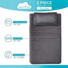 Load image into Gallery viewer, DREAMCARE Twin Sheets - 3 PCS Twin Sheets Set - Deep Pocket Twin Sheets up to 15 inches - Extra Soft Twin Bed Sheets - Hotel Luxury Sheets &amp; Pillowcases Set - Wrinkle and Fade Resistant (Twin, Grey)
