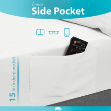Load image into Gallery viewer, DREAMCARE - Bed Sheets Set - Twin Size Sheet with Side Pocket - 3pcs Set, 15 inches, White

