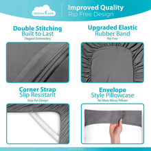 Load image into Gallery viewer, DREAMCARE - Bed Sheets Set - Queen Size Sheet with Side Pocket - 4pcs Set, 15 inches, Gray
