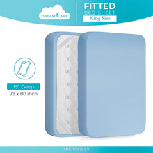 Load image into Gallery viewer, Dreamcare Fitted Sheet Deep Pocket Fitted Sheet Only Deep Pocket Bed Sheet Fitted Sheet King Size, Light Blue
